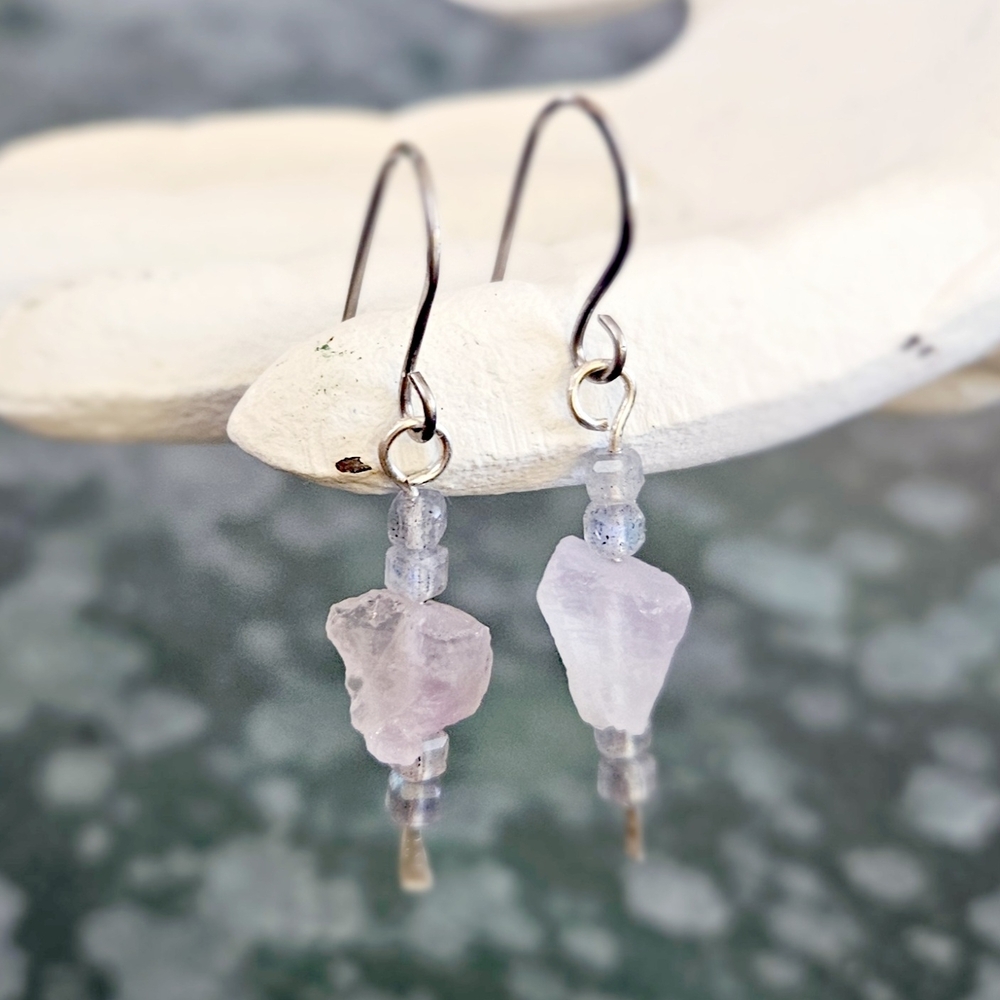 Elegant Silver and Pink Dangle Earrings